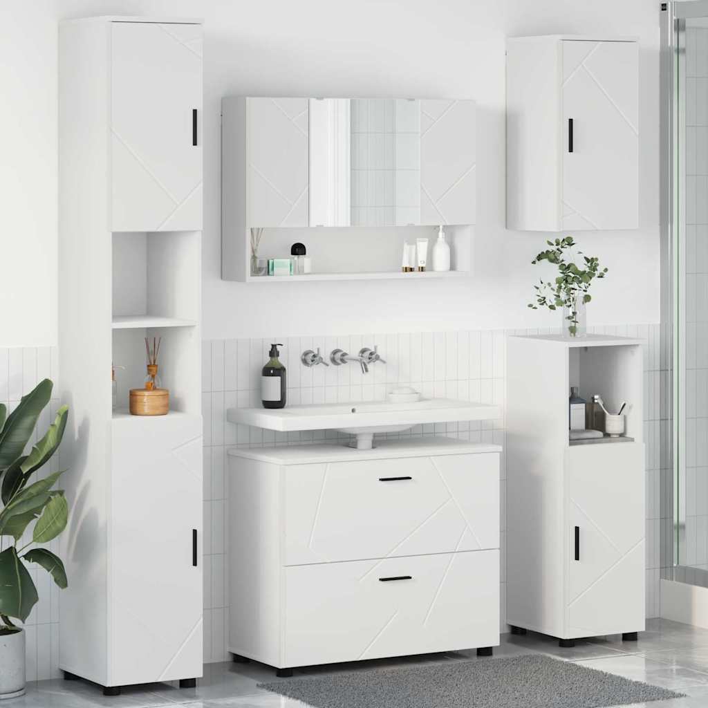 vidaXL Set di mobili per il bagno 5 pcs Bianco 30 x 35 x 192 cm