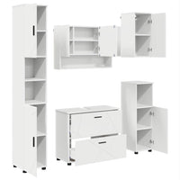 vidaXL Set di mobili per il bagno 5 pcs Bianco 30 x 35 x 192 cm