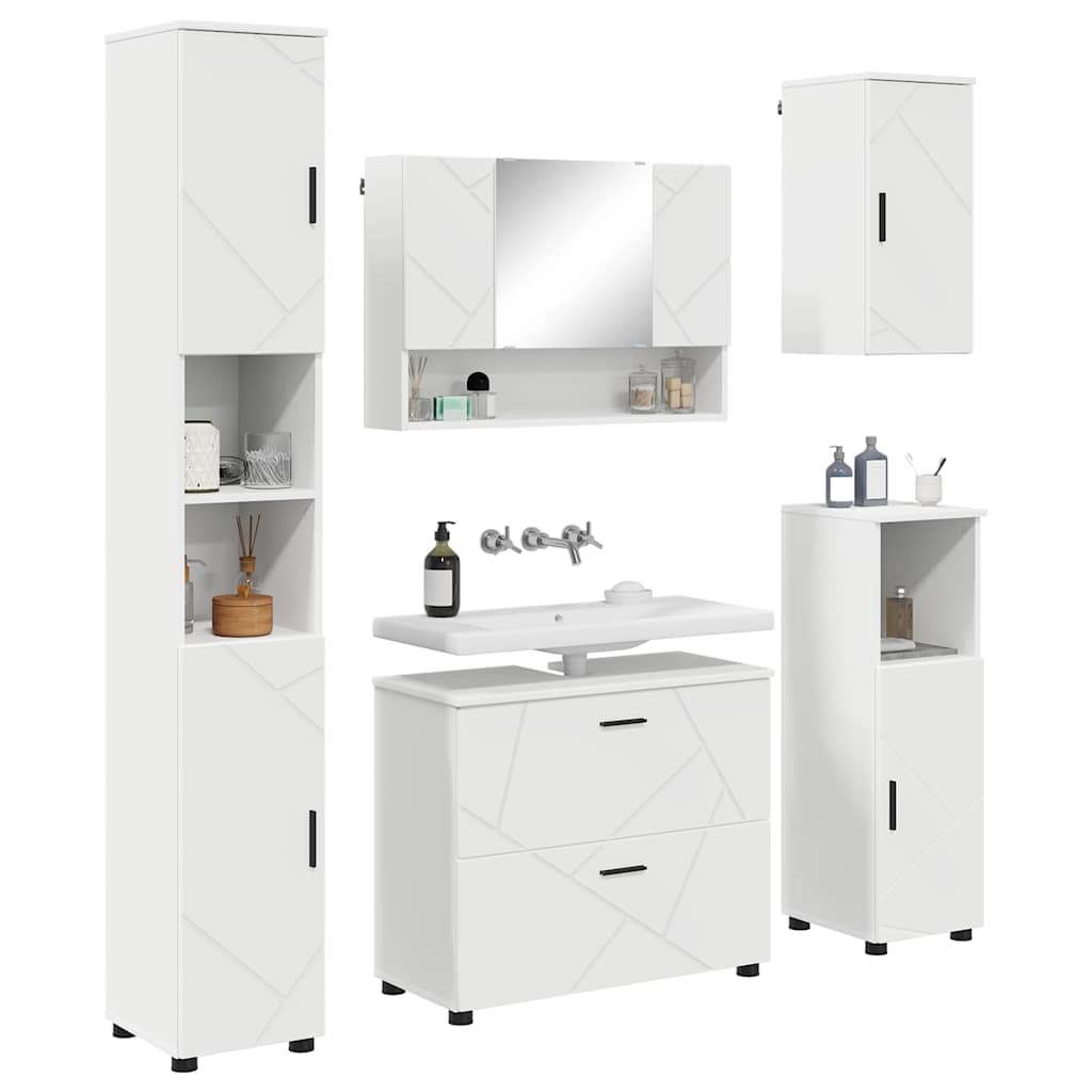 vidaXL Set di mobili per il bagno 5 pcs Bianco 30 x 35 x 192 cm