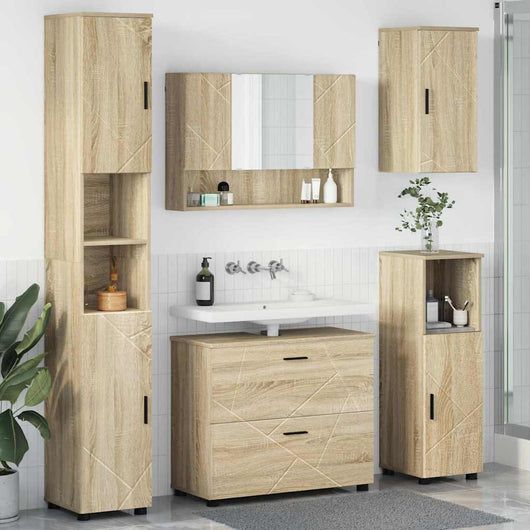 Set di mobili per il bagno 5 pcs rovere sonoma 30 x 35 x 192 cm 3393065