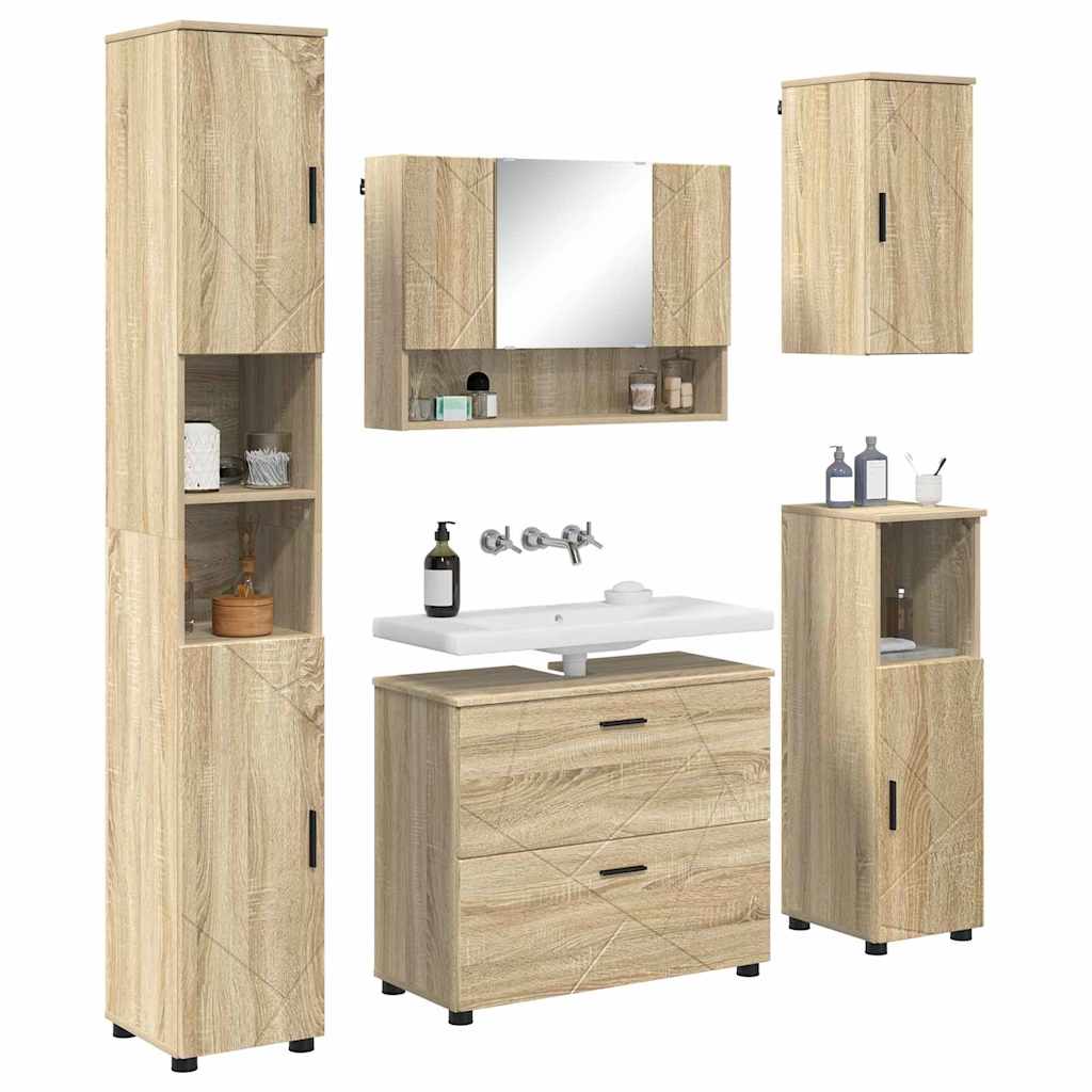 Set di mobili per il bagno 5 pcs rovere sonoma 30 x 35 x 192 cm 3393065