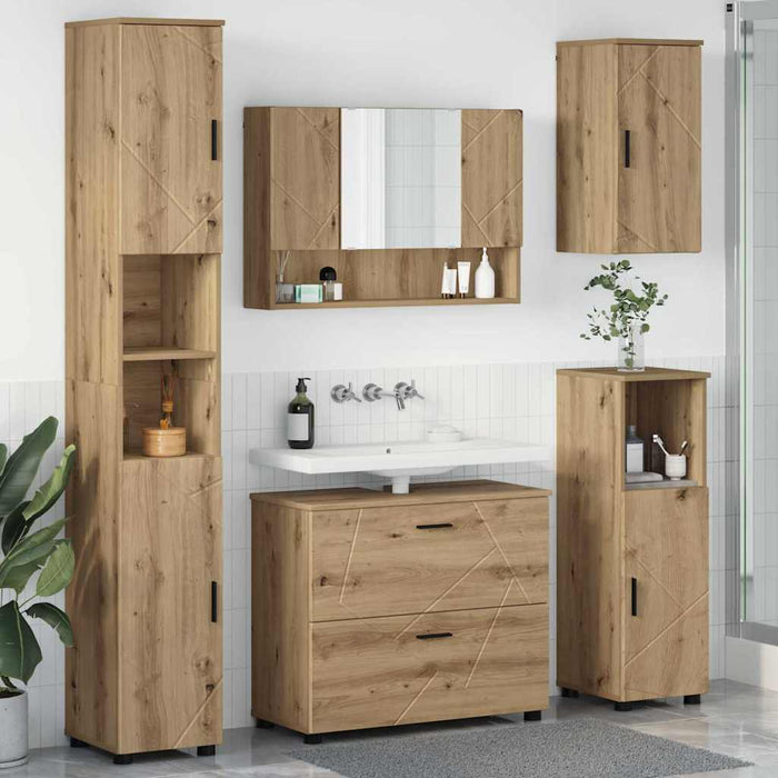 Set di mobili per il bagno con porta 5 pcs rovere artigianale 3393072