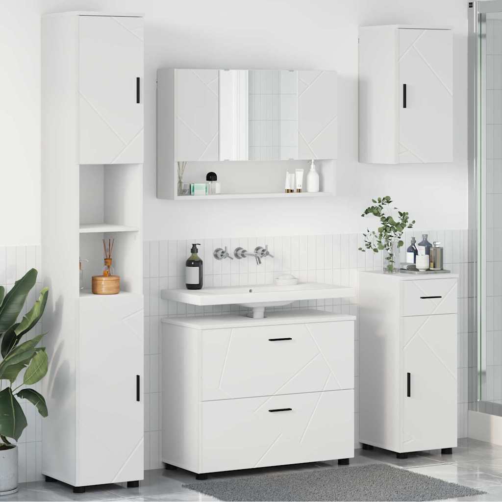 vidaXL Set di mobili per il bagno 5 pcs Bianco 30 x 35 x 192 cm