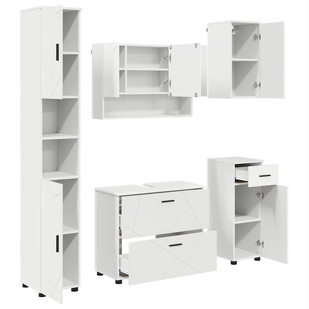 vidaXL Set di mobili per il bagno 5 pcs Bianco 30 x 35 x 192 cm