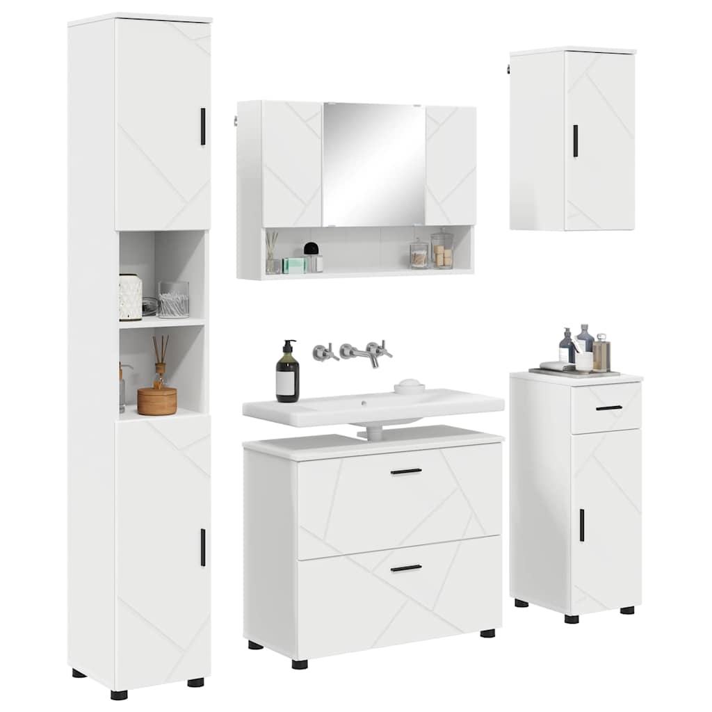 vidaXL Set di mobili per il bagno 5 pcs Bianco 30 x 35 x 192 cm