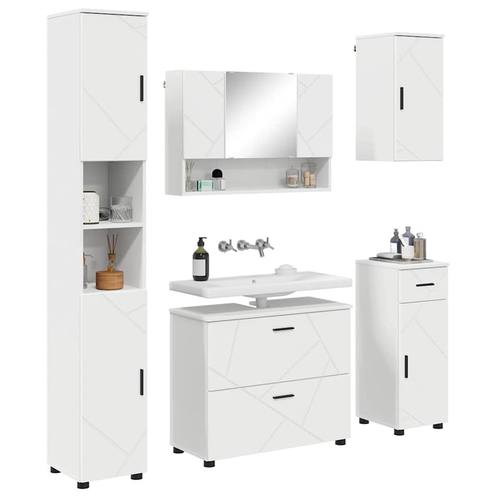 vidaXL Set di mobili per il bagno 5 pcs Bianco 30 x 35 x 192 cm