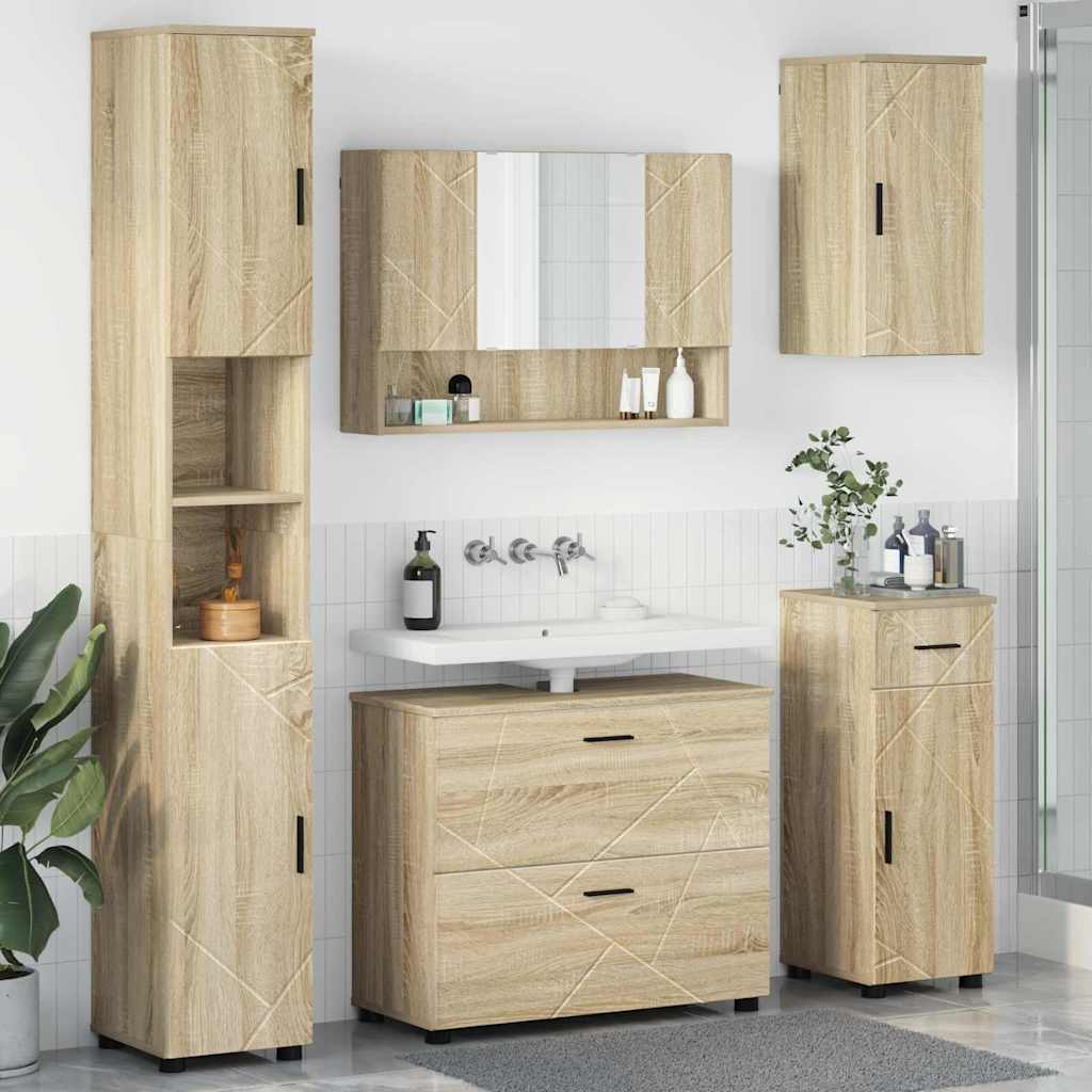 vidaXL Set di mobili per il bagno 5 pcs rovere sonoma 30 x 35 x 192 cm