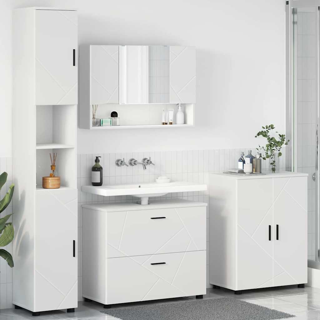 vidaXL Set di mobili per il bagno 4 pcs Bianco 30 x 35 x 192 cm