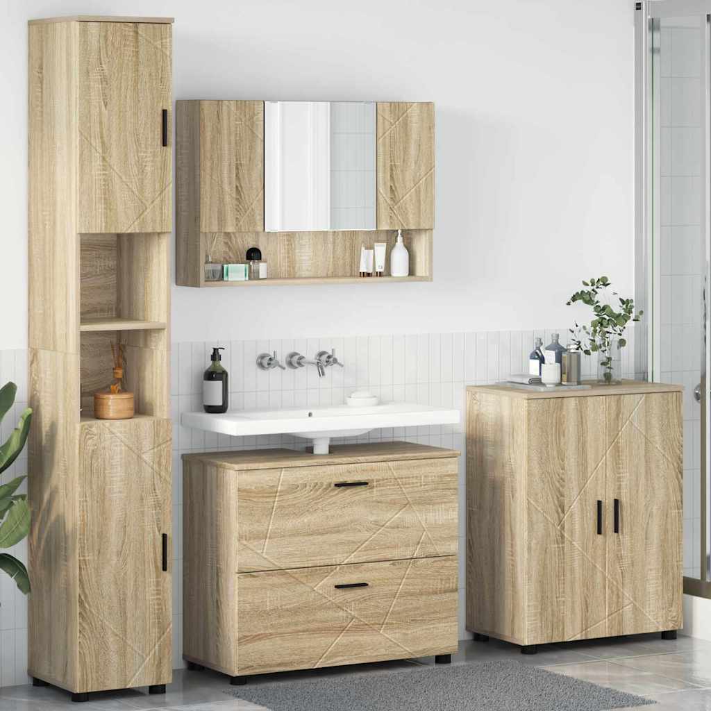 vidaXL Set di mobili per il bagno 4 pcs rovere sonoma 30 x 35 x 192 cm