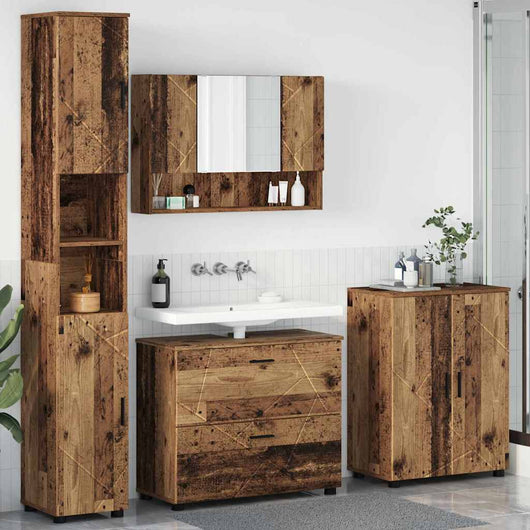 vidaXL Set di mobili per il bagno 4 pcs Legno vecchio 30 x 35 x 192 cm