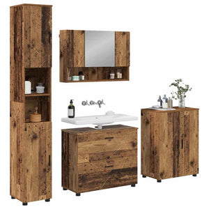 vidaXL Set di mobili per il bagno 4 pcs Legno vecchio 30 x 35 x 192 cm