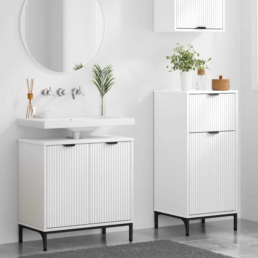vidaXL Set di mobili per il bagno Plaid 2 pcs Bianco 39.5 x 36 x 88 cm
