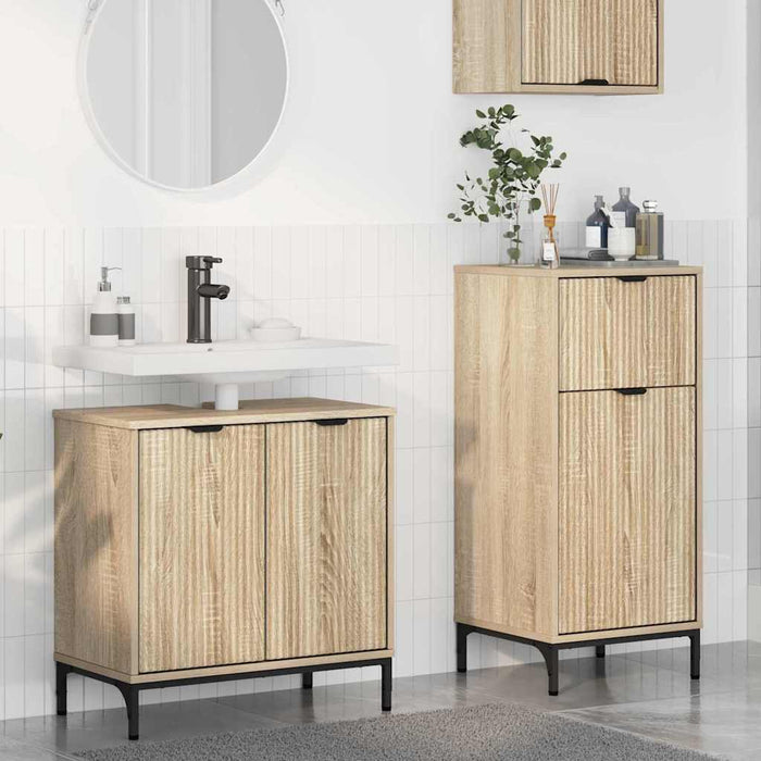 Set di mobili per il bagno con cassetto 2 pcs rovere sonoma 3393095