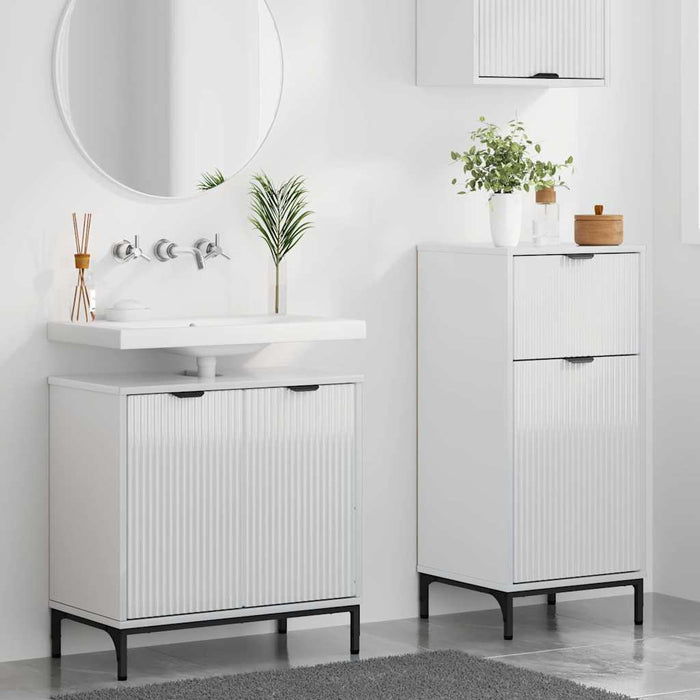 vidaXL Set di mobili per il bagno con cassetto 2 pcs Bianco lucido
