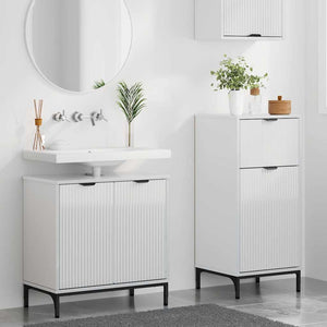 Set di mobili per il bagno con cassetto 2 pcs Bianco lucido 3393097