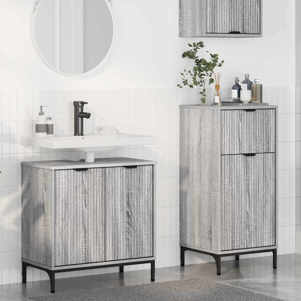 vidaXL Set di mobili per il bagno con cassetto 2 pcs Grigio sonoma