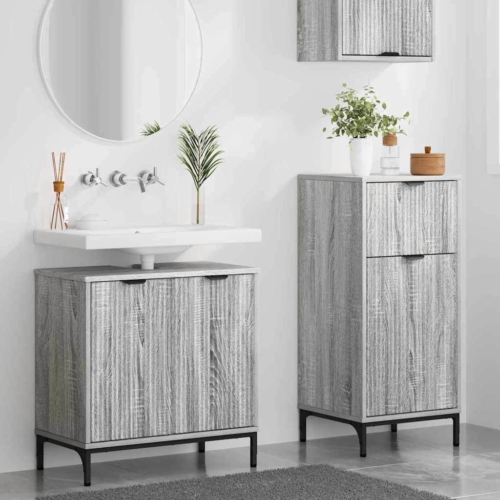 Set di mobili per il bagno con cassetto 2 pcs Grigio sonoma 3393099