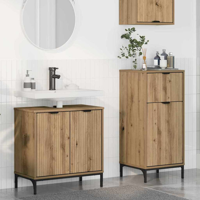 vidaXL Set di mobili per il bagno Plaid 2 pcs rovere artigianale