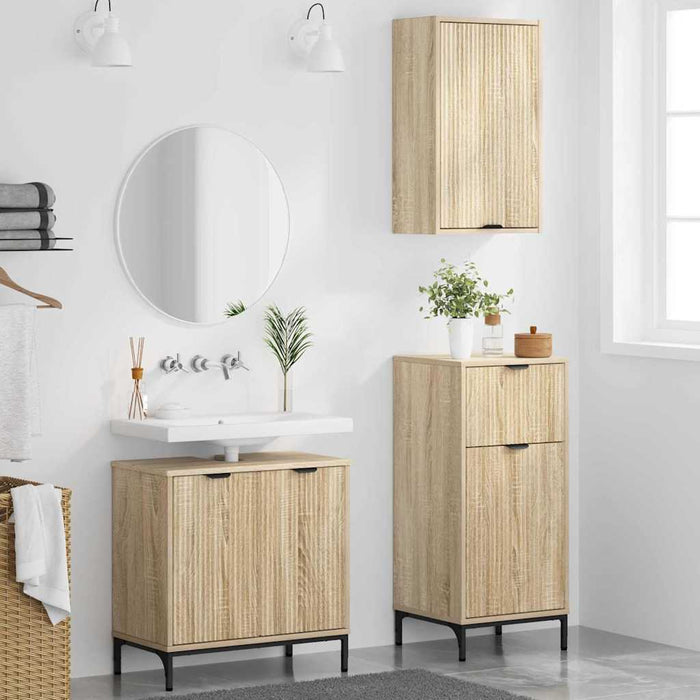 Set di mobili per il bagno con cassetto 3 pcs rovere sonoma 3393105