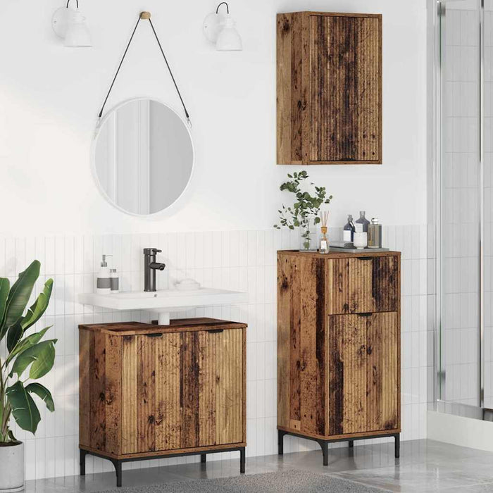 vidaXL Set di mobili per il bagno con cassetto 3 pcs Legno vecchio