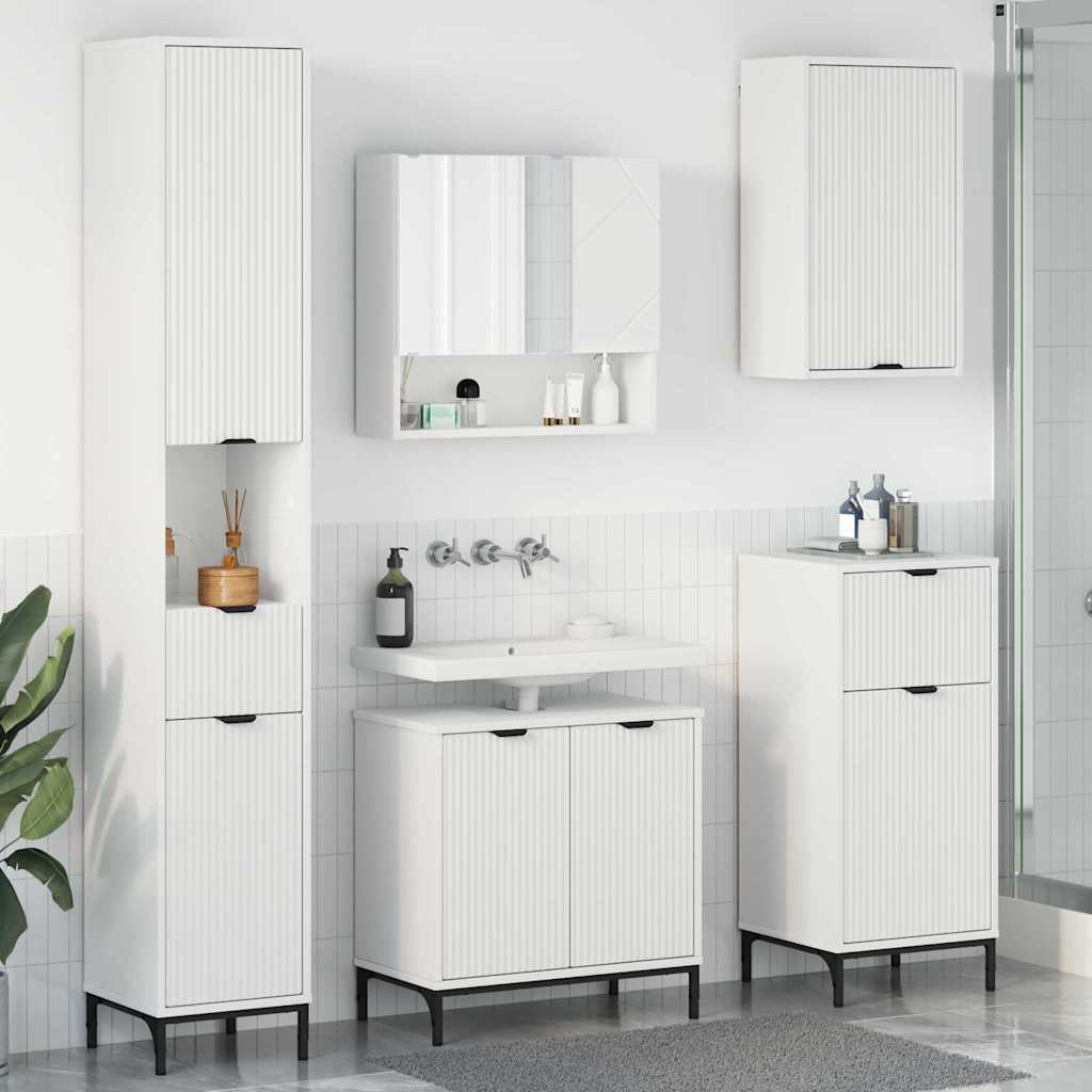 Set di mobili per il bagno Bianco Legno ingegnerizzato, Metallo 3393113