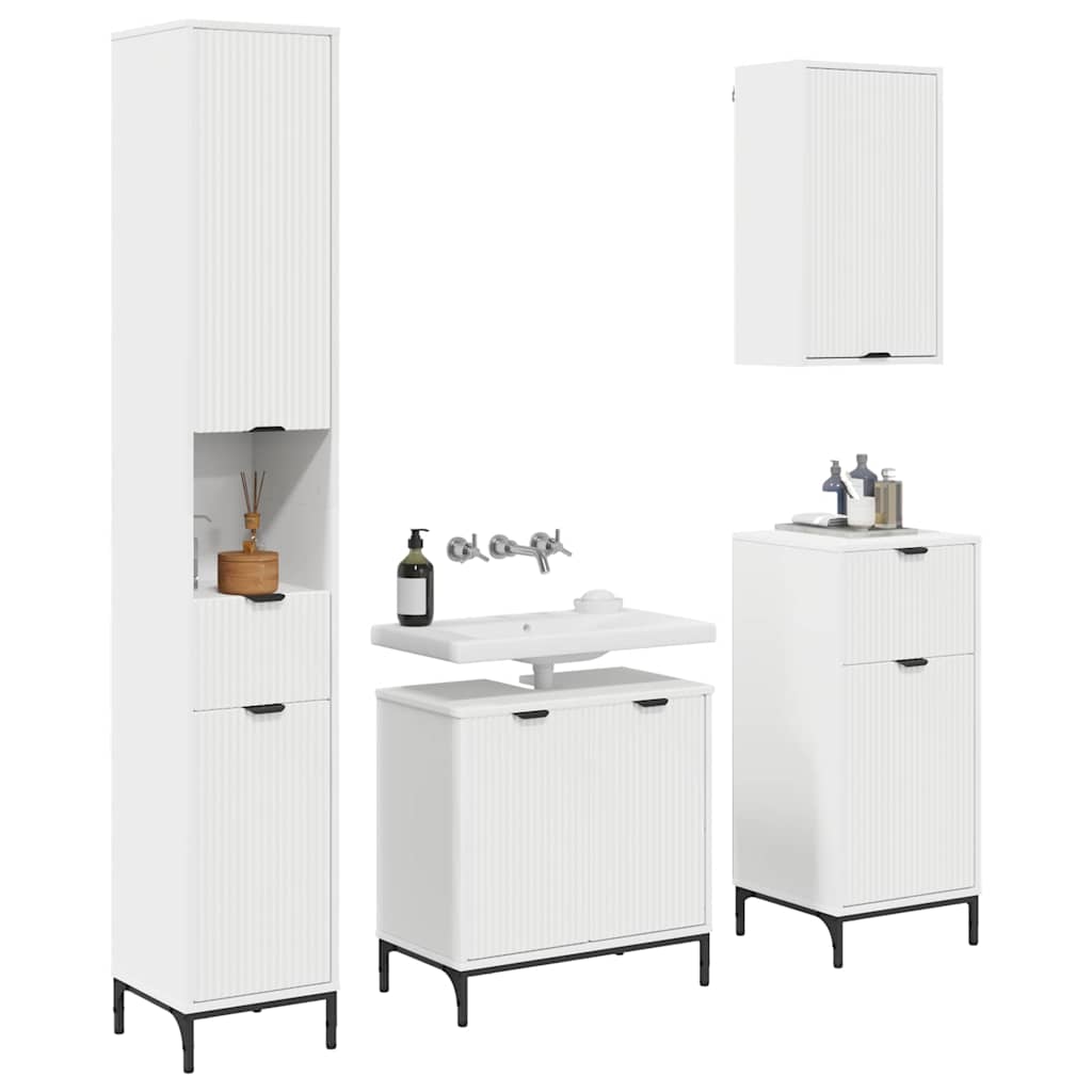 Set di mobili per il bagno Bianco Legno ingegnerizzato, Metallo 3393113