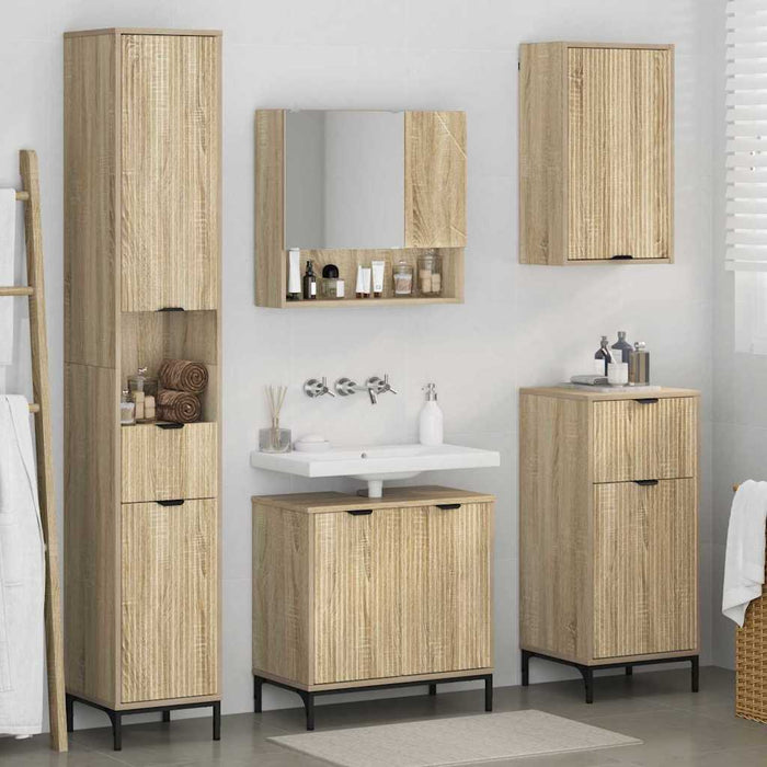 Set di mobili per il bagno con cassetto con porta Rovere Sonoma 3393115
