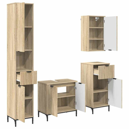 Set di mobili per il bagno con cassetto con porta Rovere Sonoma 3393115
