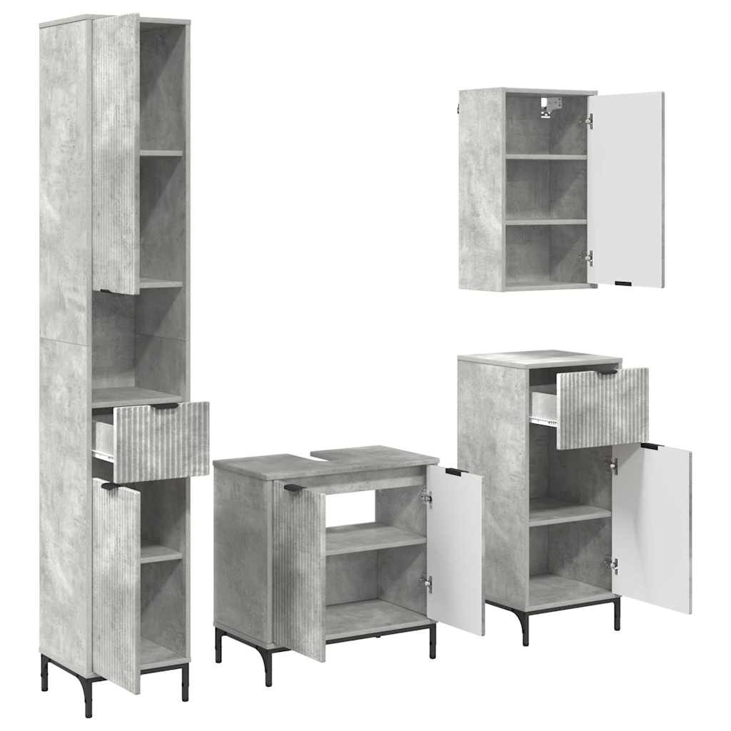 Set di mobili per il bagno con cassetto Grigio cemento 3393116