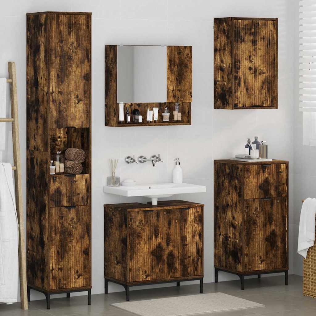 Set di mobili per il bagno con cassetto con porta Rovere fumé 3393118