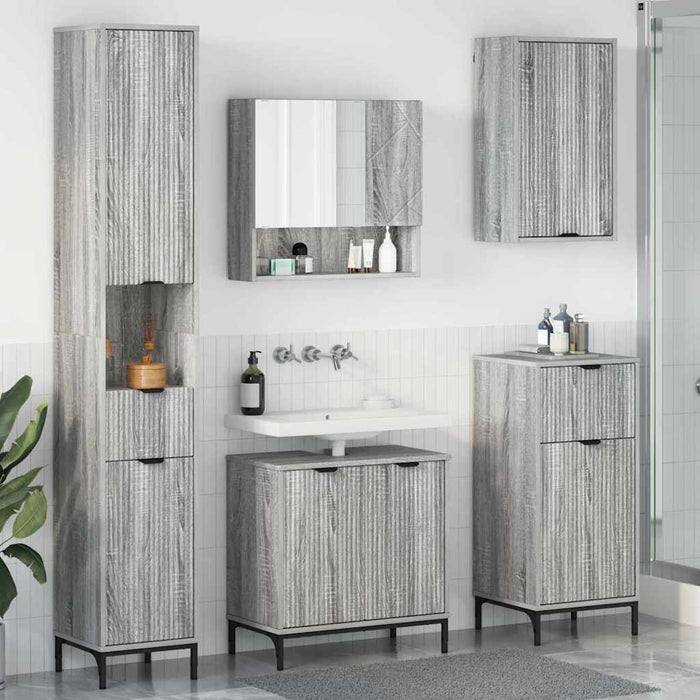 Set di mobili per il bagno con cassetto con porta Grigio Sonoma 3393119
