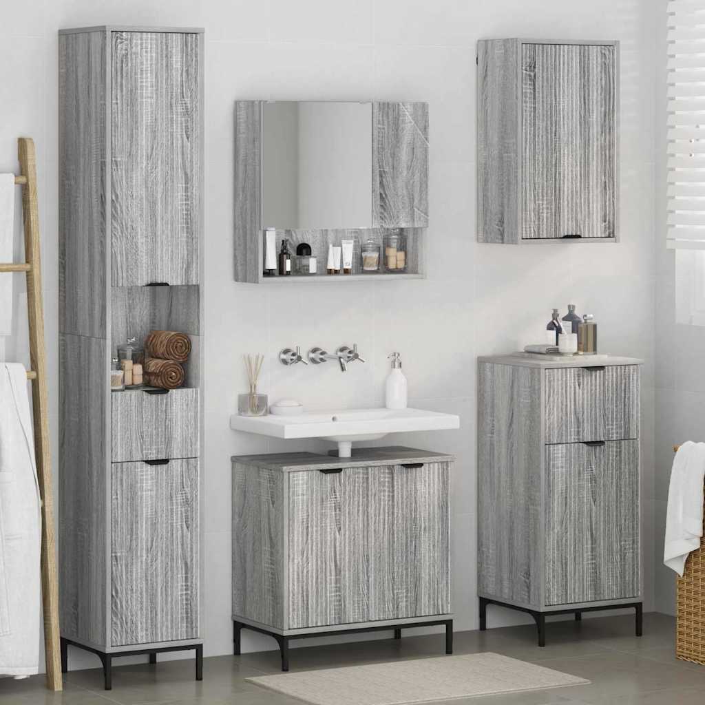 Set di mobili per il bagno con cassetto con porta Grigio Sonoma 3393119