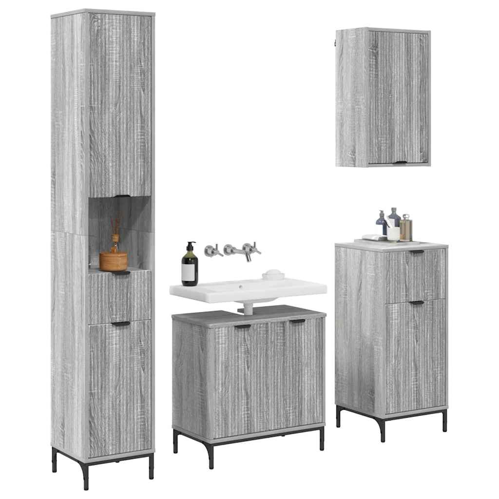 Set di mobili per il bagno con cassetto con porta Grigio Sonoma 3393119