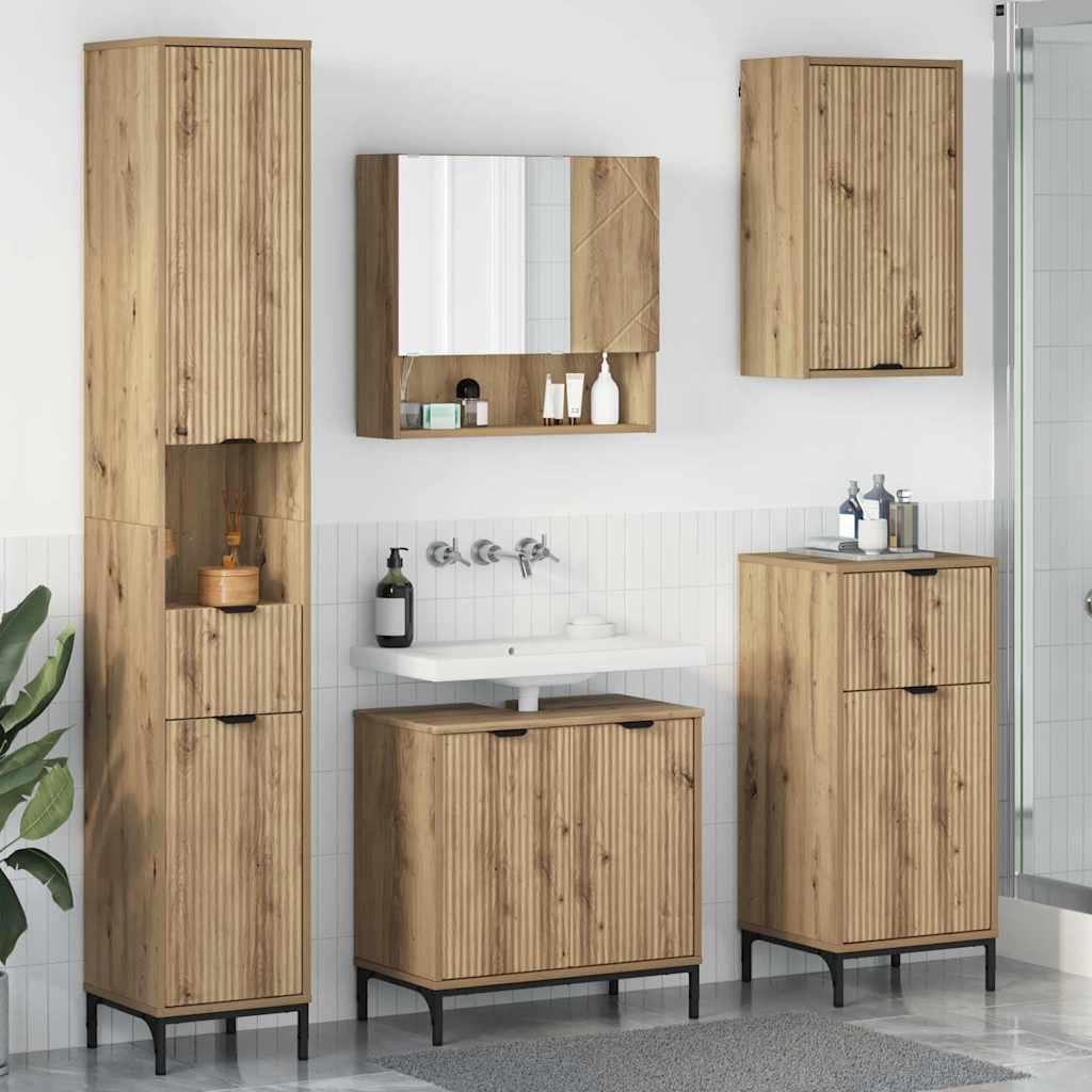 Set di mobili per il bagno con cassetto Rovere artigianale 3393122