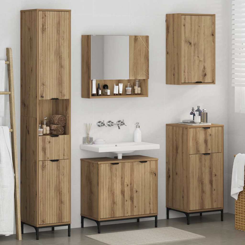 Set di mobili per il bagno con cassetto Rovere artigianale 3393122