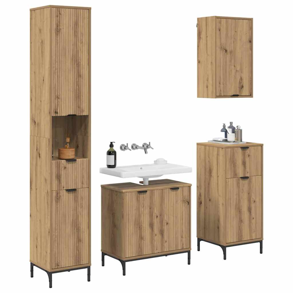 Set di mobili per il bagno con cassetto Rovere artigianale 3393122