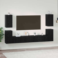 Set mobile TV Montaggio a parete-Credenza per TV Rovere Nero Legno multistrato 662820