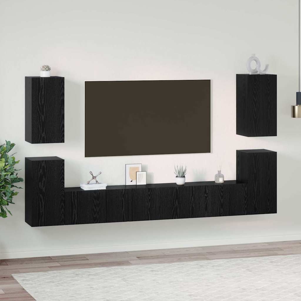 Set mobile TV 7 pcs Rovere nero 60 x 30 x 30 cm 3393124