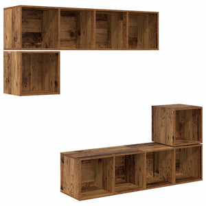 Set mobile TV 4 pz-Set di 4 Credenza per TV Legno vecchio Legno multistrato 579019