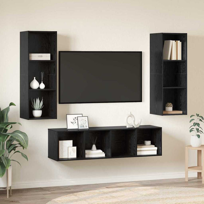 vidaXL Set di mobili TV 3 pcs Rovere nero 37 x 37 x 142.5 cm