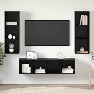 vidaXL Set di mobili TV 3 pcs Rovere nero 37 x 37 x 142.5 cm