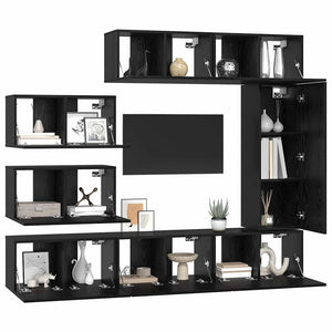 vidaXL Set mobile TV 8 pcs Rovere nero 30.5 x 30 x 90 cm