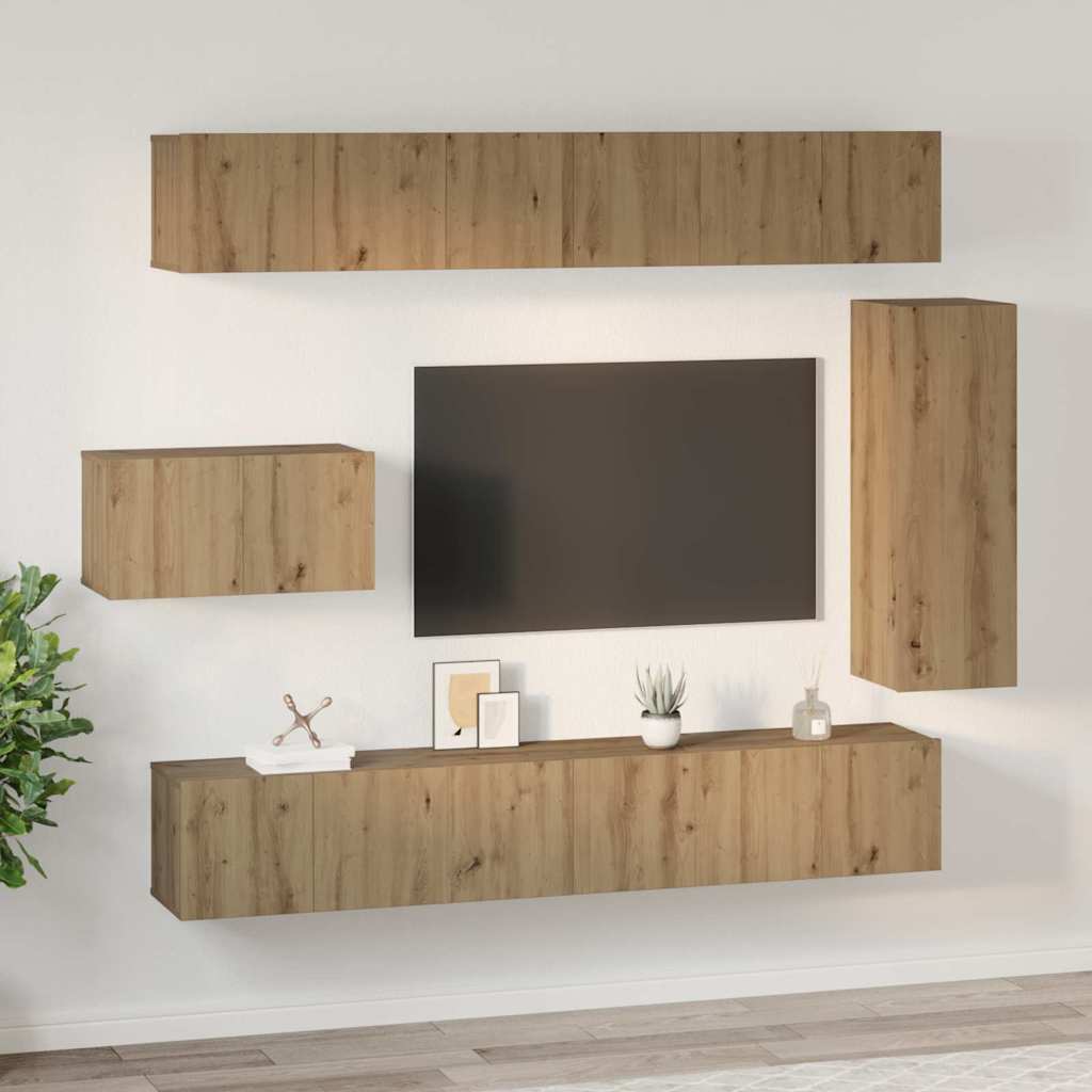 vidaXL Set mobile TV 8 pcs rovere artigianale 30.5 x 30 x 90 cm