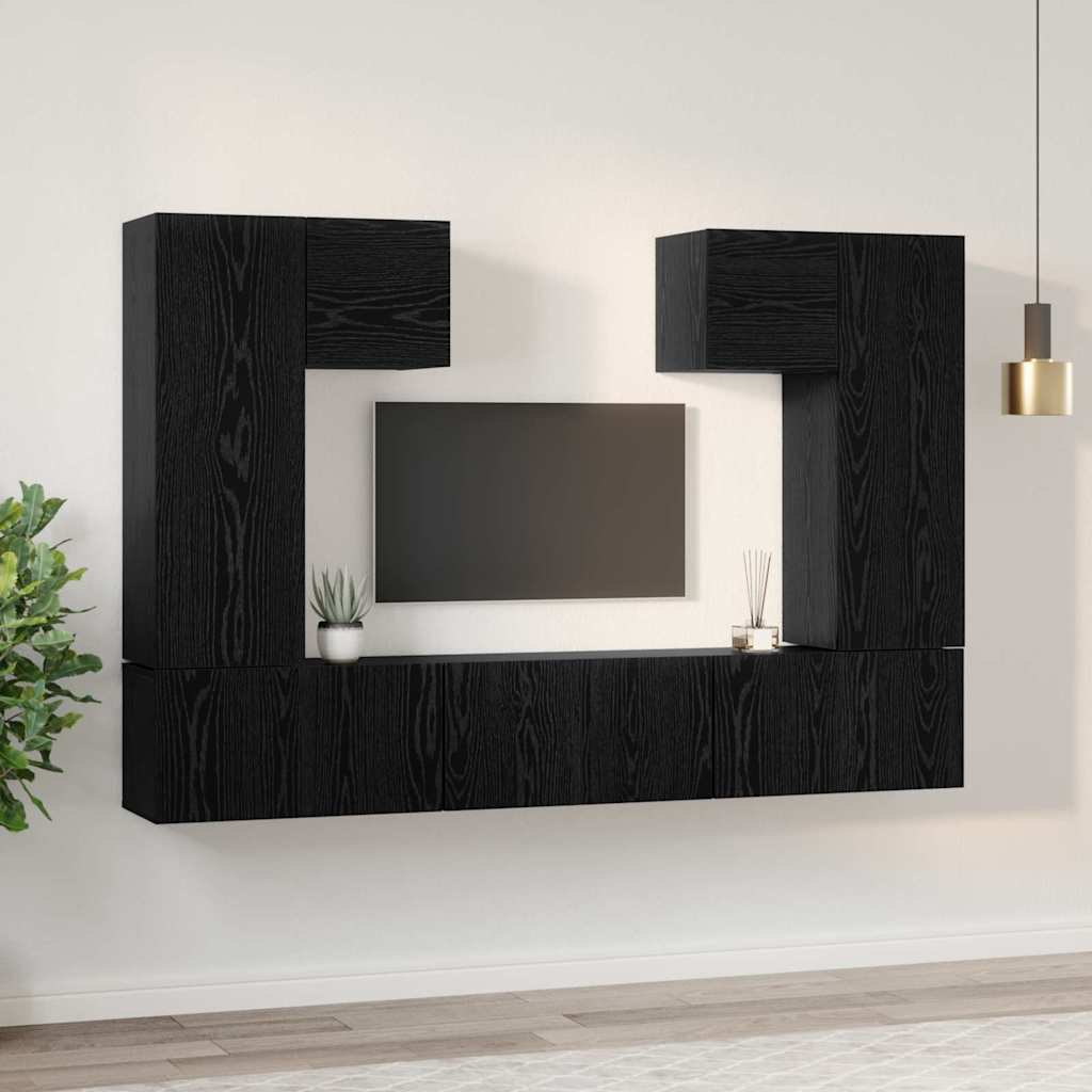 Set mobile TV 7 pcs Rovere nero 180 x 30 x 120 cm 3393136