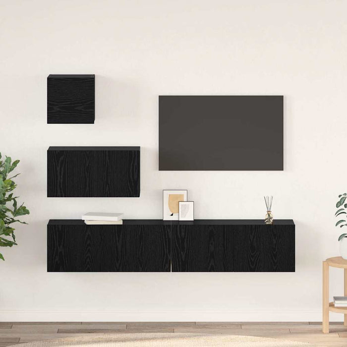 vidaXL Mobile TV da Parete 4 pcs Rovere nero 80 x 30 x 30.5 cm