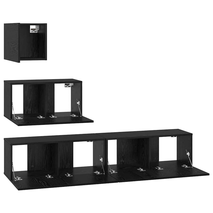 vidaXL Mobile TV da Parete 4 pcs Rovere nero 80 x 30 x 30.5 cm