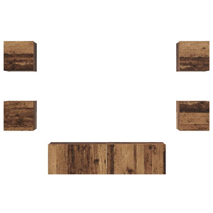 vidaXL Set mobile TV 6 pcs Legno vecchio Media 120 x 30 x 30 cm