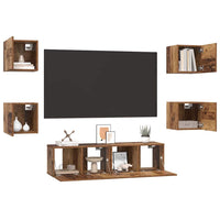 vidaXL Set mobile TV 6 pcs Legno vecchio Media 120 x 30 x 30 cm