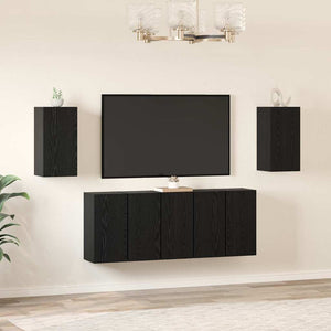 Set mobile TV 7 pz-Set di 7 Credenza per TV Rovere Nero 30,5 x 30 x 60 cm