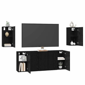 Set mobile TV 7 pz-Set di 7 Credenza per TV Rovere Nero 30,5 x 30 x 60 cm